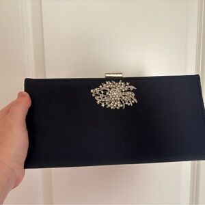 Adrianna Papell Navy Evening Bag with Crystal Accent